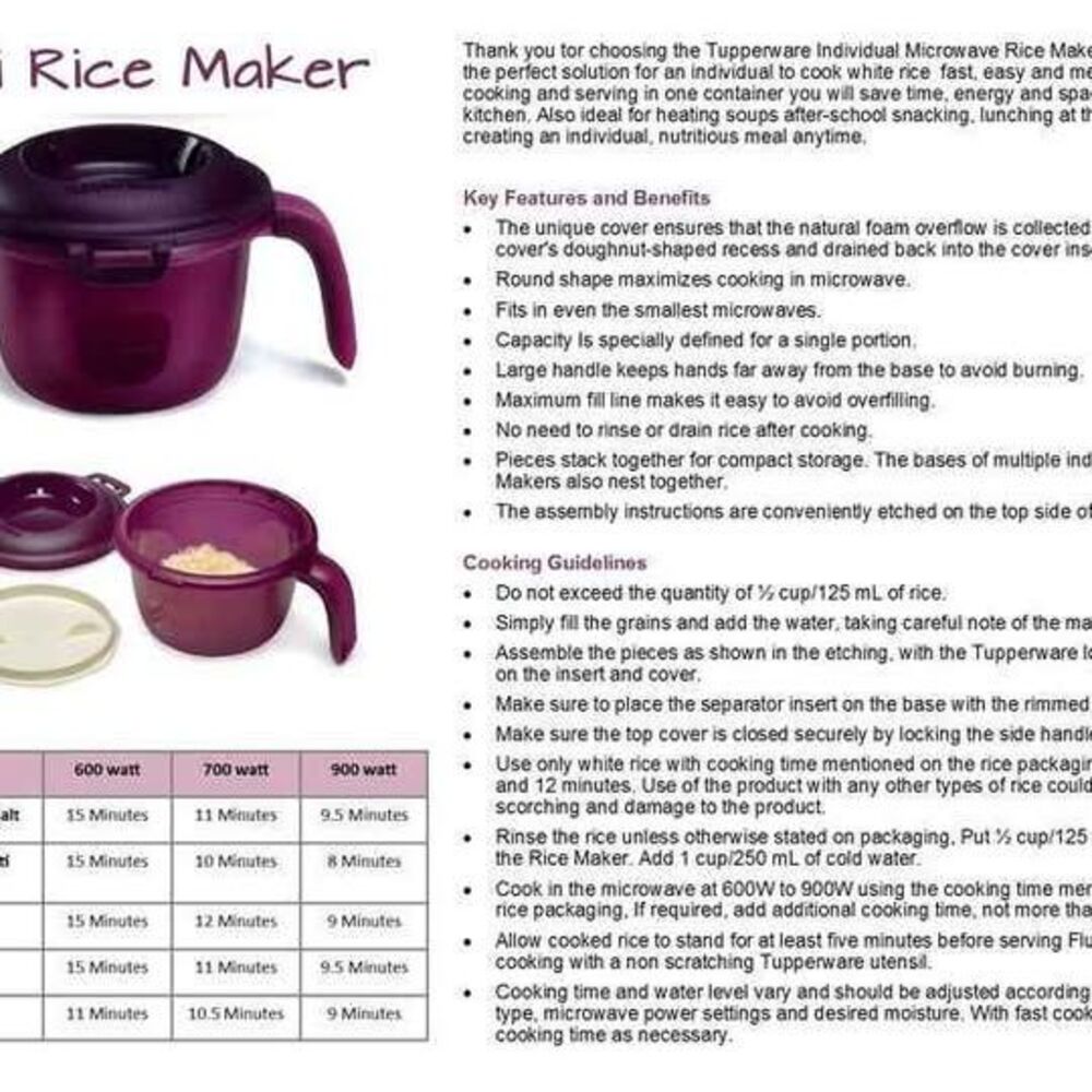 Tupperware Mini Microwave Rice Cooker NWOT - Picture 9 of 9